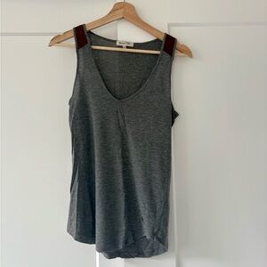Massimo Dutti Charcoal Tank Top with leather style detail